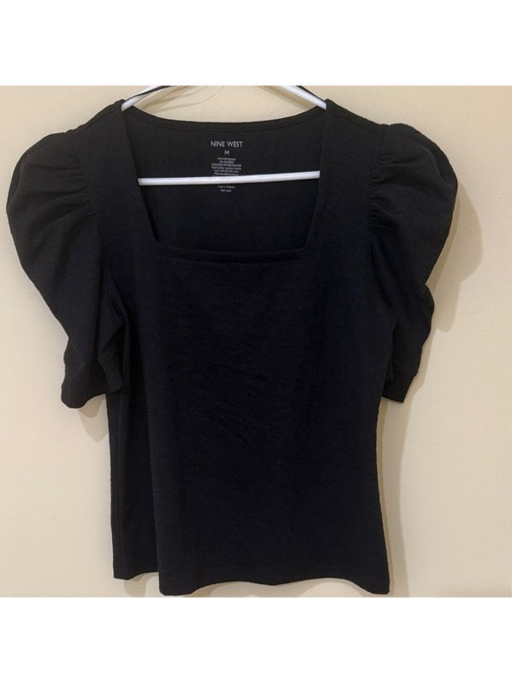 Nine West Women’s Classic casual Blouse | Women’s Puff Sleeve Top Size M Stretch